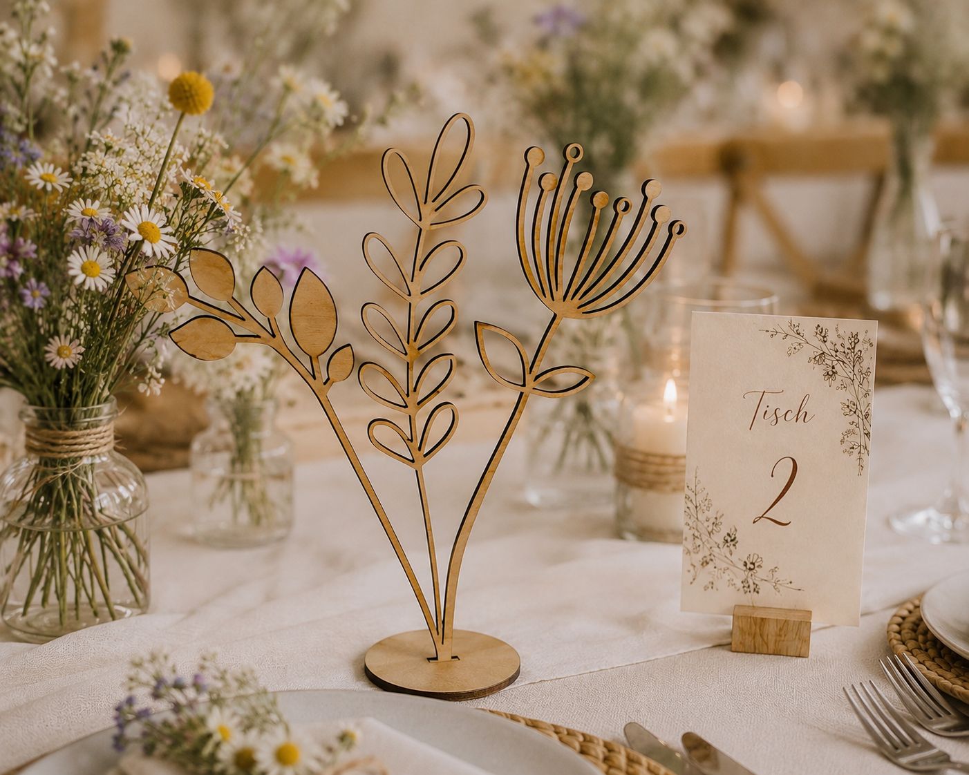 Holz-Blumen-Aufsteller - Floraler Tischschmuck