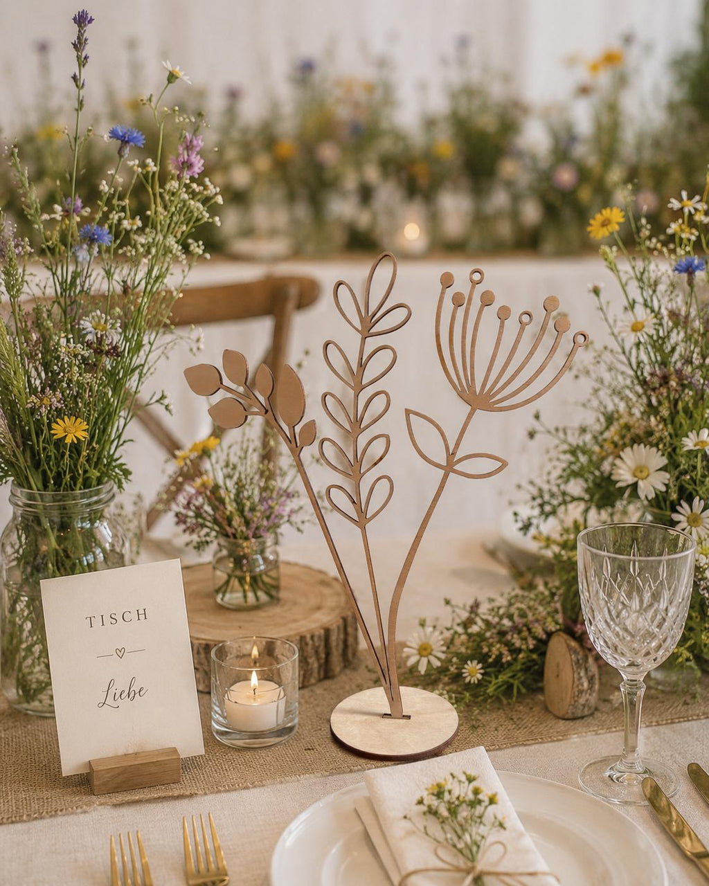 Holz-Blumen-Aufsteller - Floraler Tischschmuck