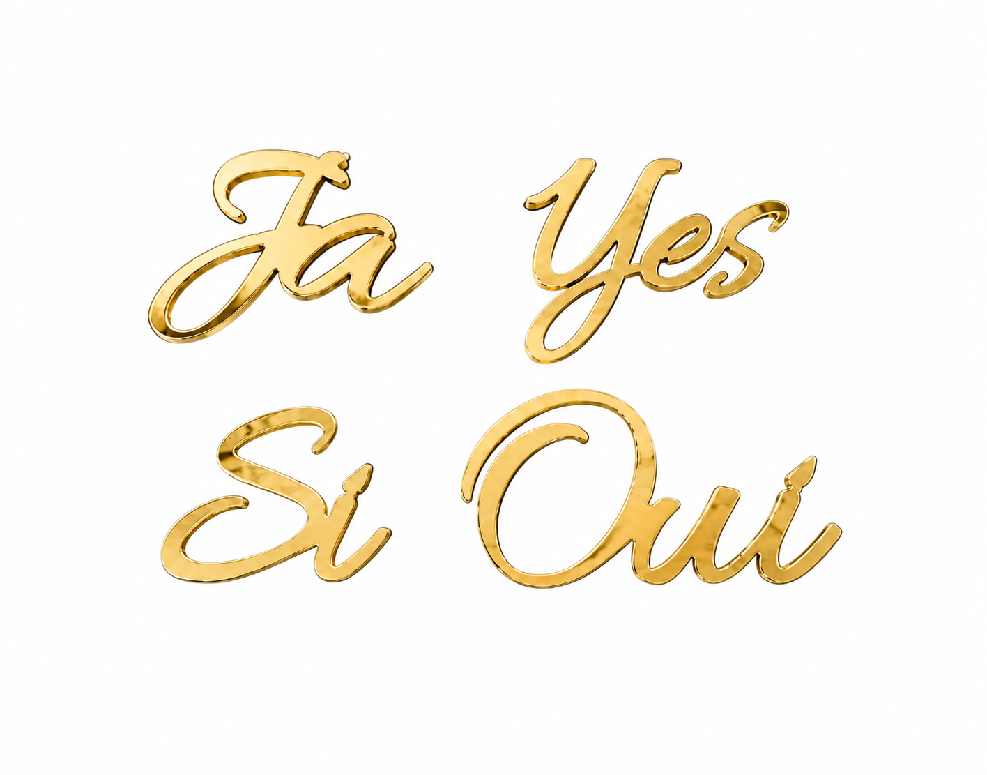 „Ja • Yes • Sí • Oui“ Streudeko aus Holz oder Acryl – Internationale Hochzeitsdeko für eure Tischdekoration