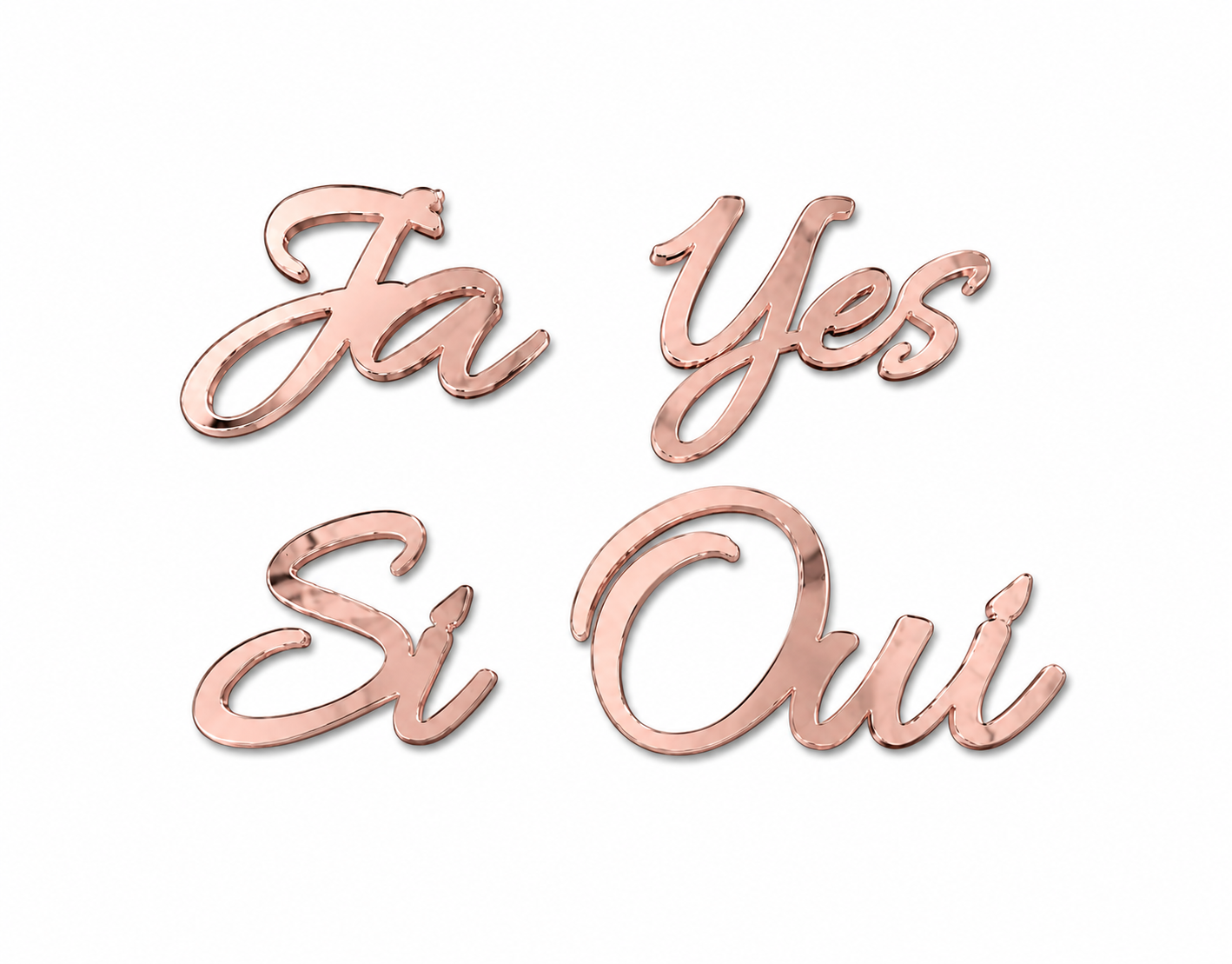 „Ja • Yes • Sí • Oui“ Streudeko aus Holz oder Acryl – Internationale Hochzeitsdeko für eure Tischdekoration