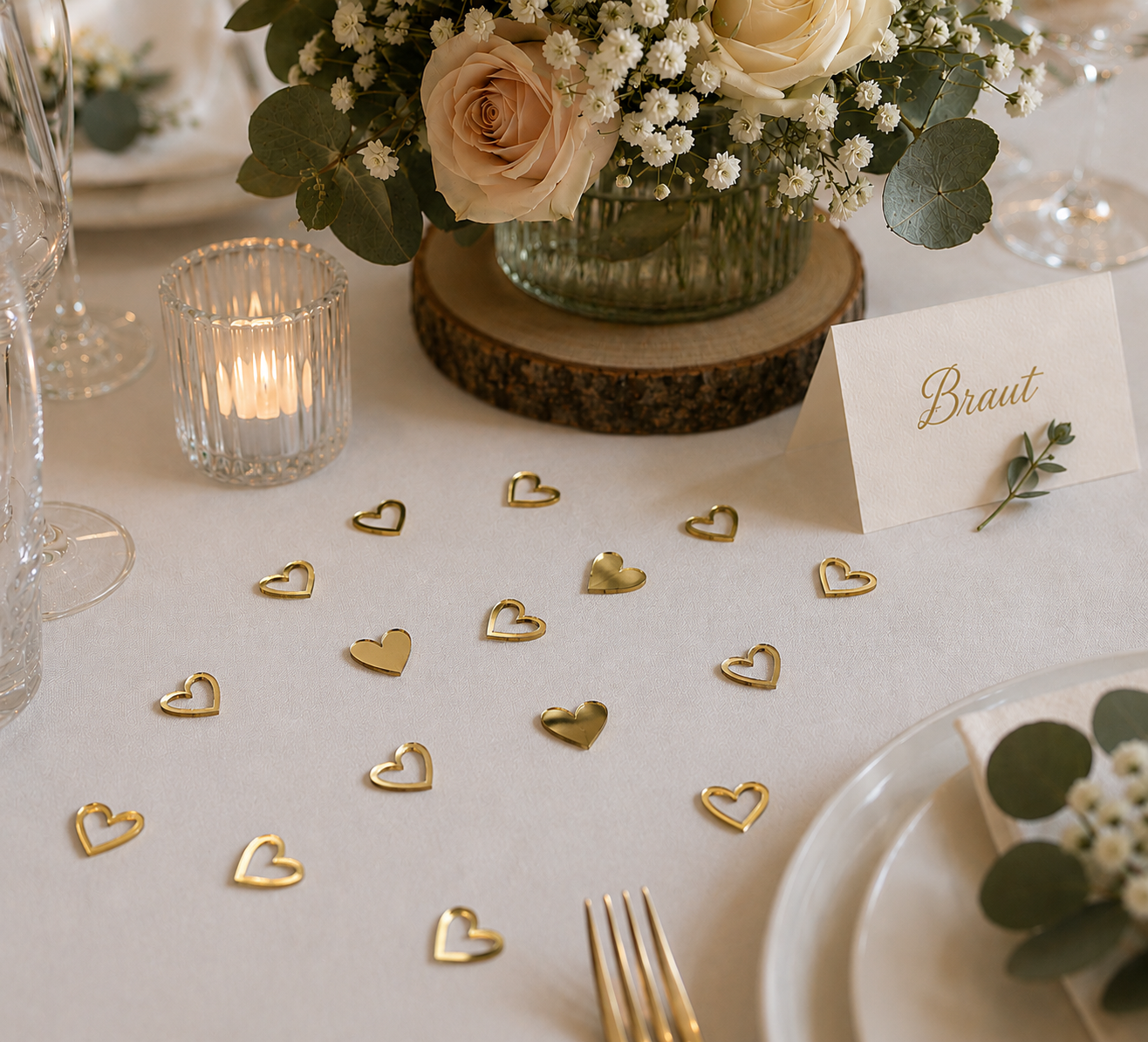 Herz Umrisse Streudeko aus Holz oder Acryl – Romantische Tischdeko für Hochzeit und besondere Anlässe