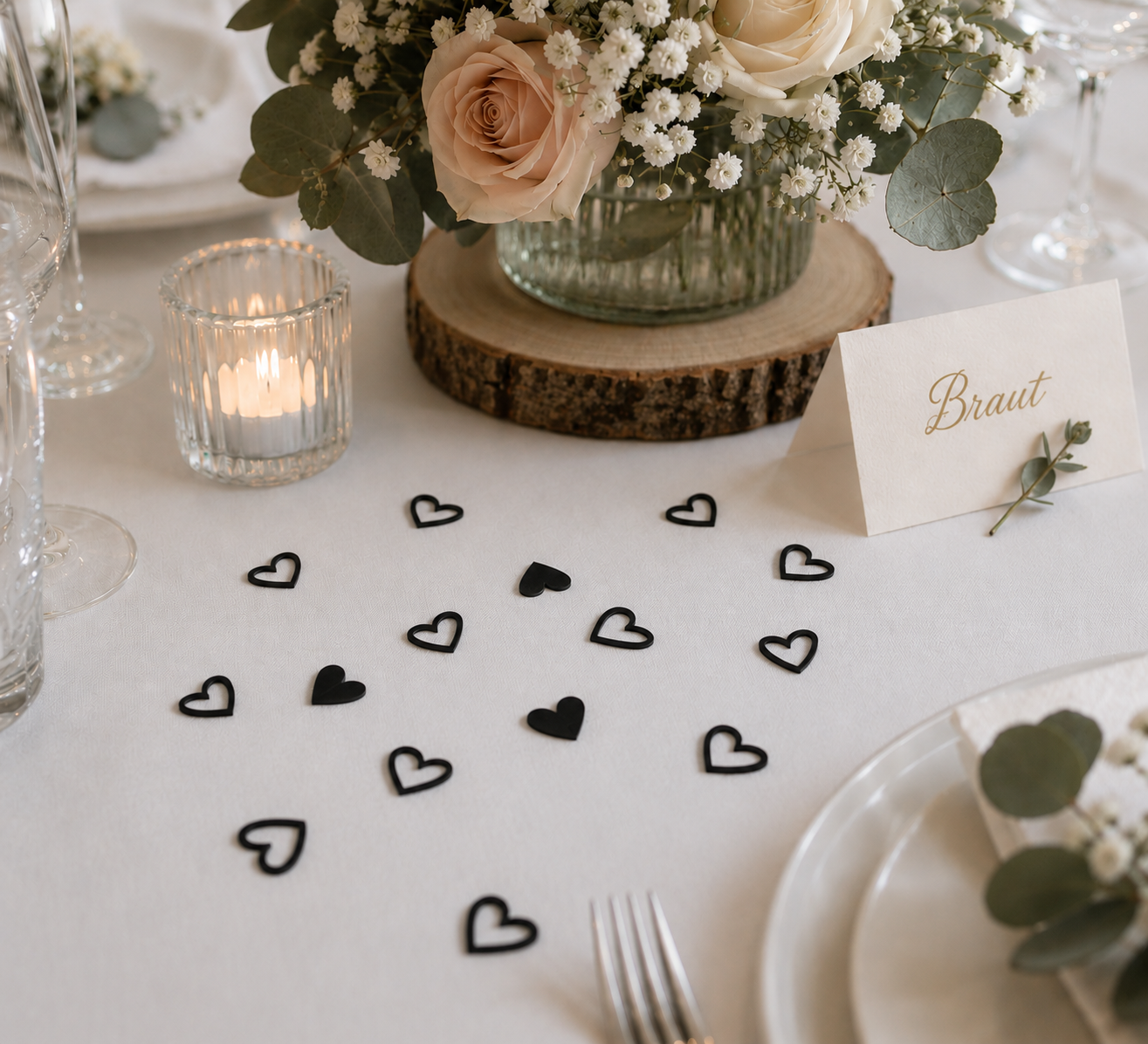 Herz Umrisse Streudeko aus Holz oder Acryl – Romantische Tischdeko für Hochzeit und besondere Anlässe