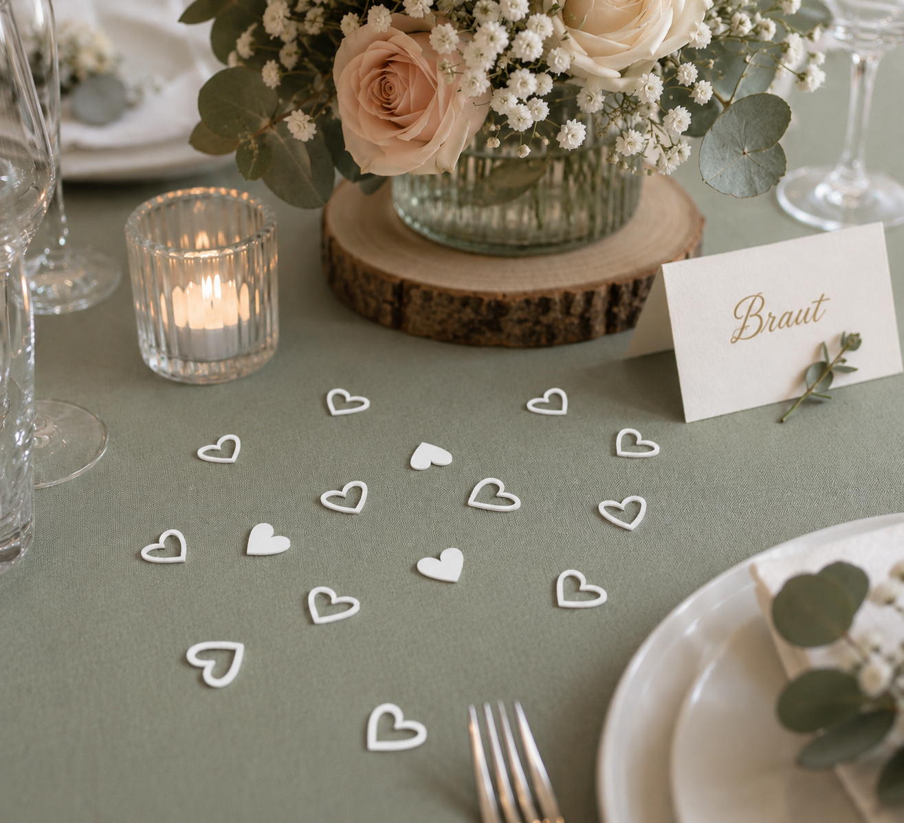Herz Umrisse Streudeko aus Holz oder Acryl – Romantische Tischdeko für Hochzeit und besondere Anlässe