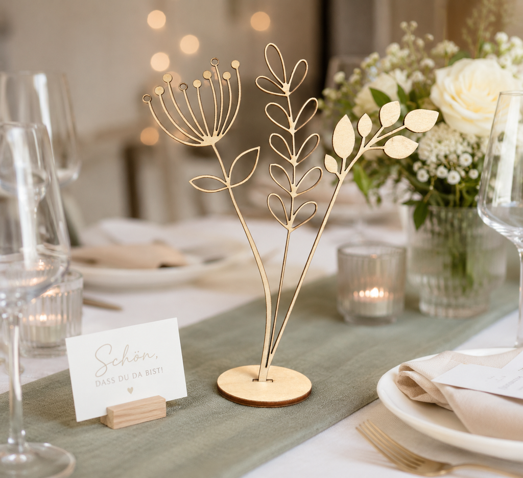 Holz-Blumen-Aufsteller - Floraler Tischschmuck