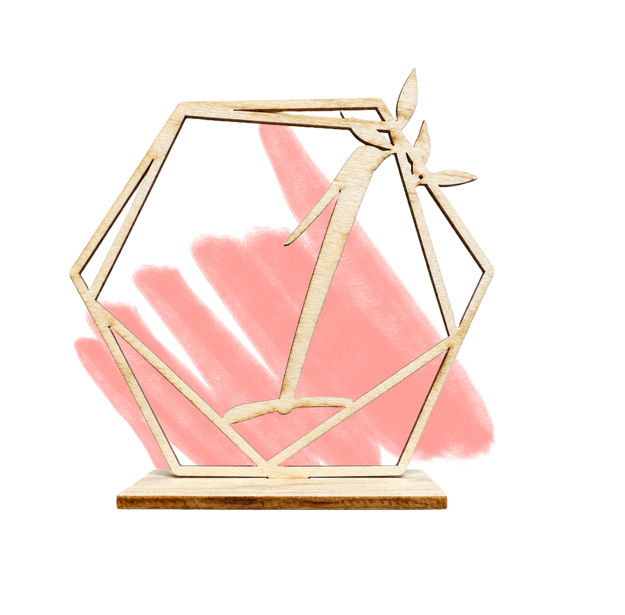 Geometrische Tischnummer aus Holz oder Acryl mit Lorbeer – Moderne Tischdeko für Hochzeiten